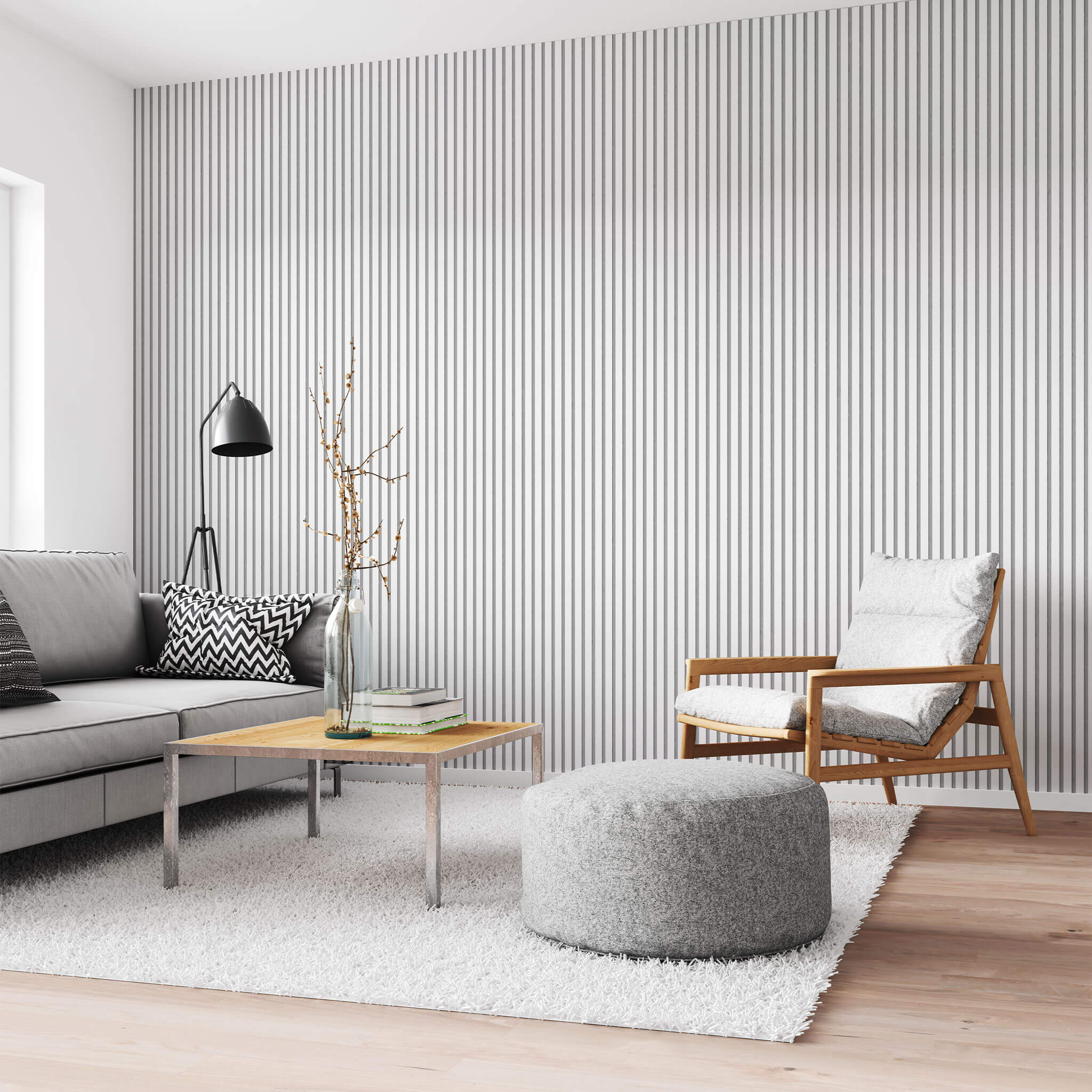 Painel Ripado Acústico - Branco