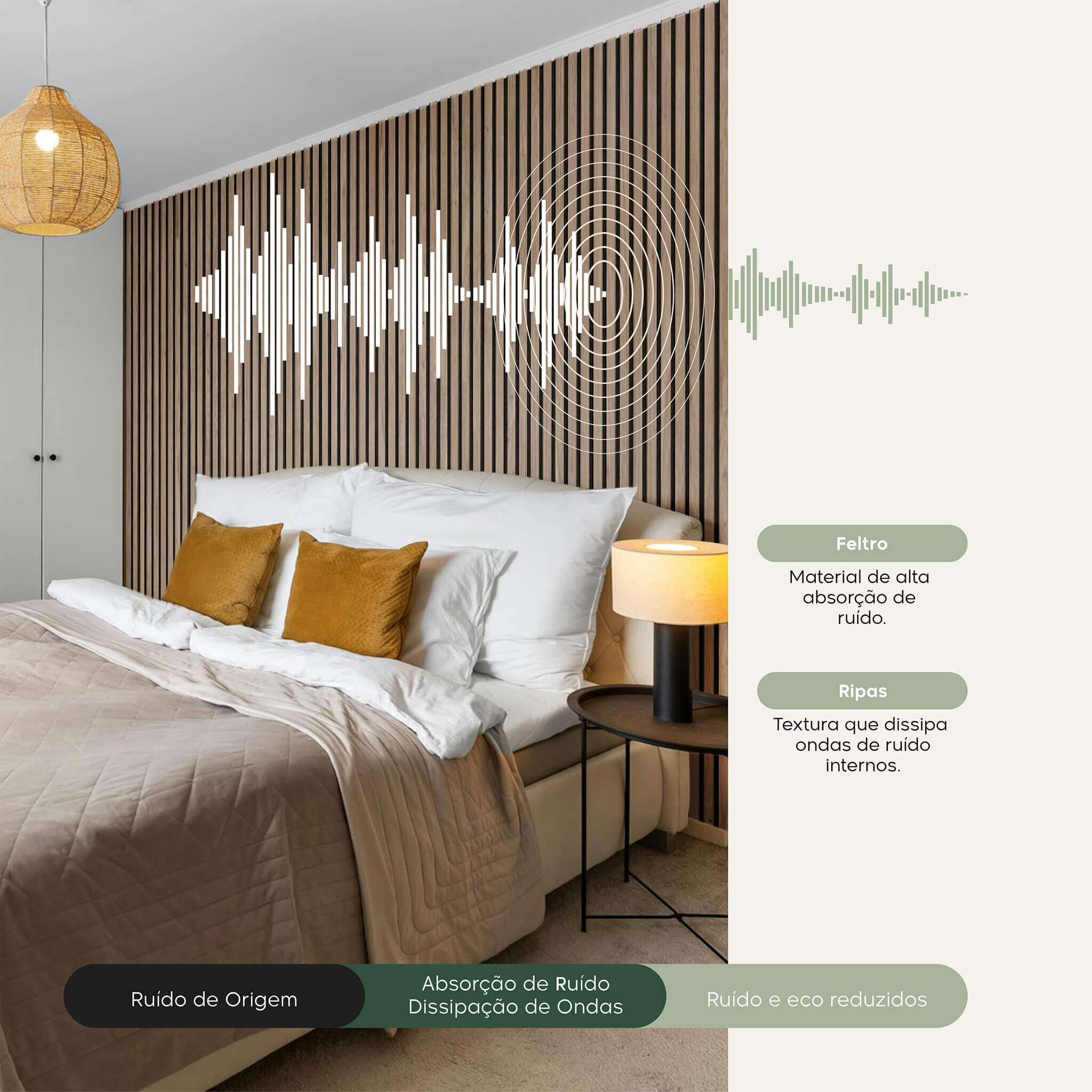 Painel Ripado Acústico | Freijó