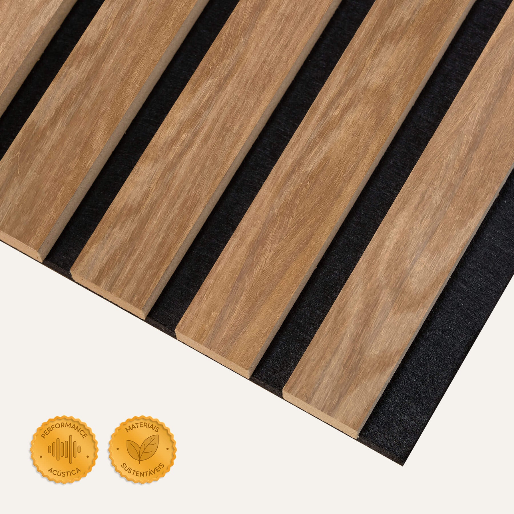 Painel Ripado Acústico Lâmina Madeira Natural - Blanchonella