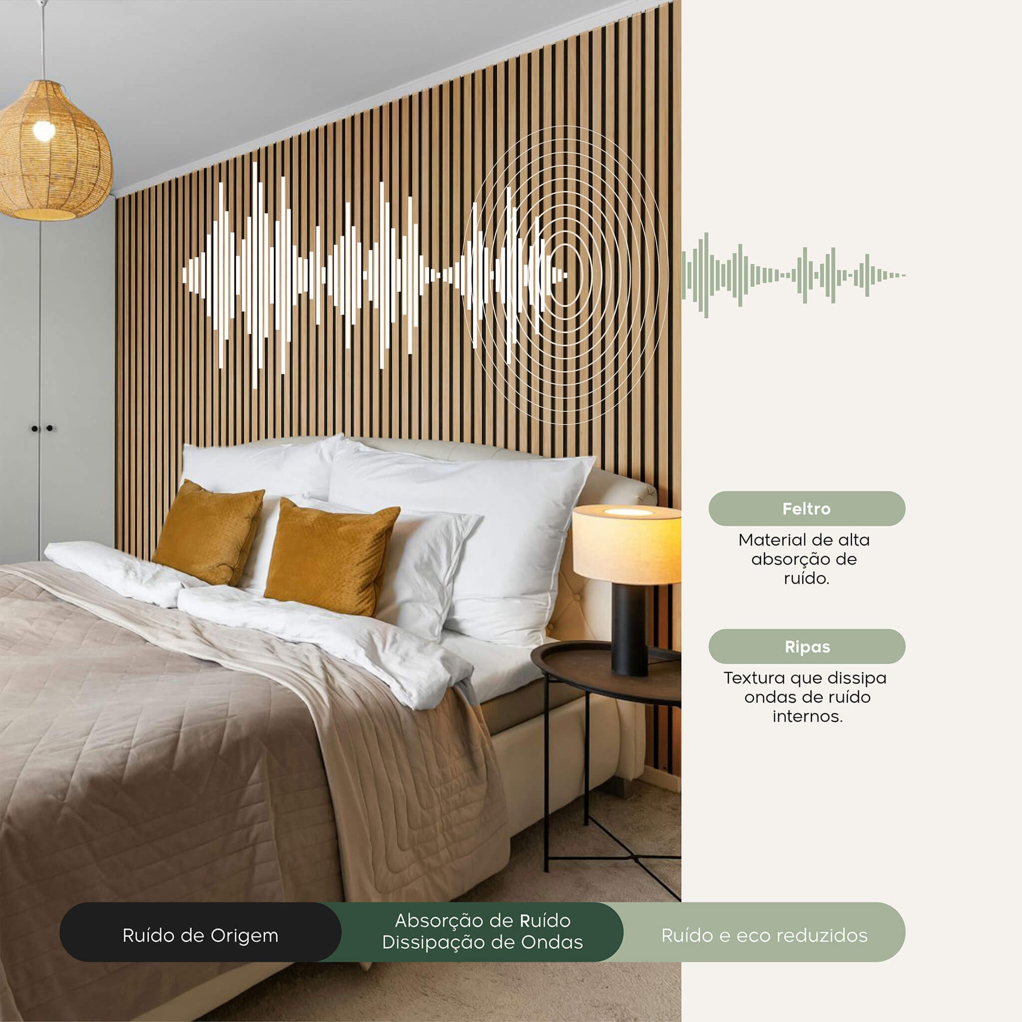 Painel Ripado Acústico Lâmina Madeira Natural - Tauari